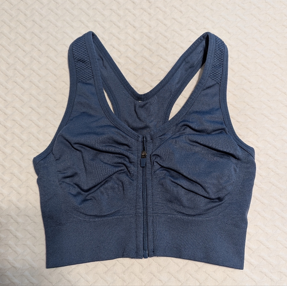 90 Degree By Reflex High Performance Full Support Sport Bra Blue Grey Womens XXS